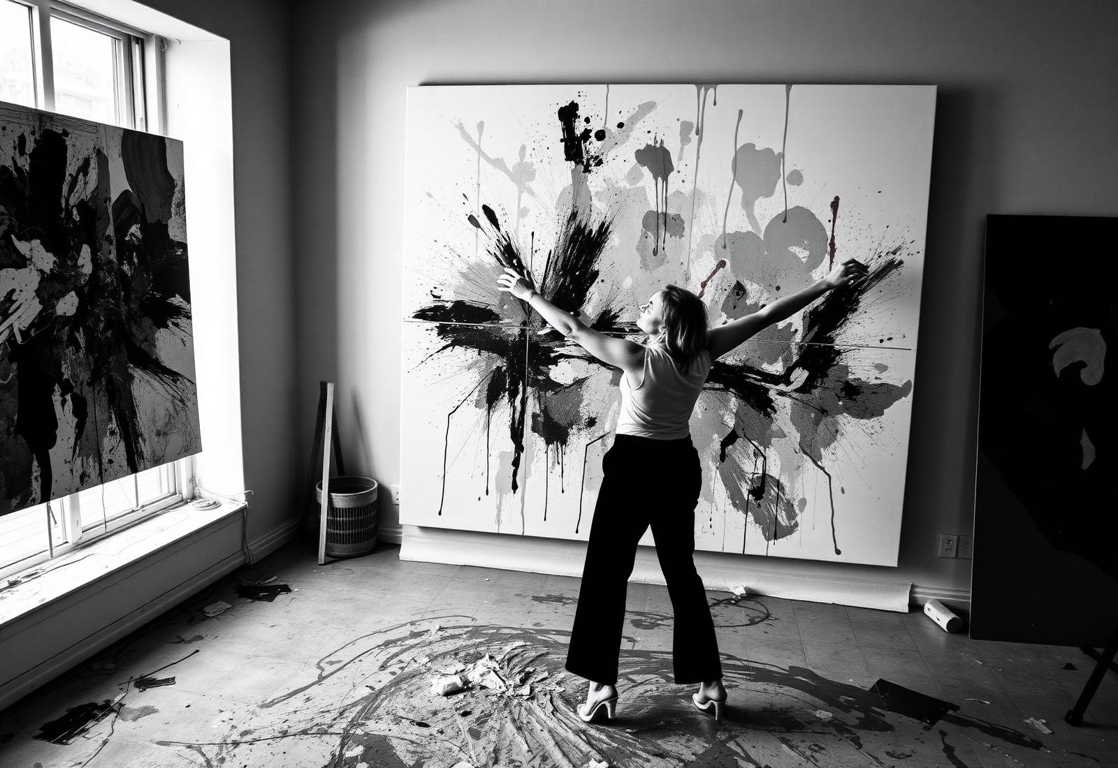 ARi painting in the studio